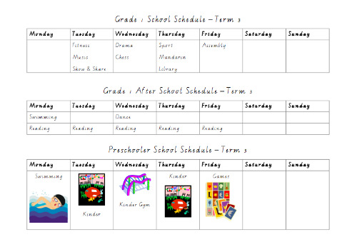 Daily Routine Time Table Chart