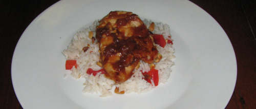 Spicy Chutney Chicken and Mixed Rice