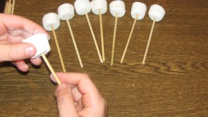 Marshmallow  Lollipops - Pushing on marshmallows