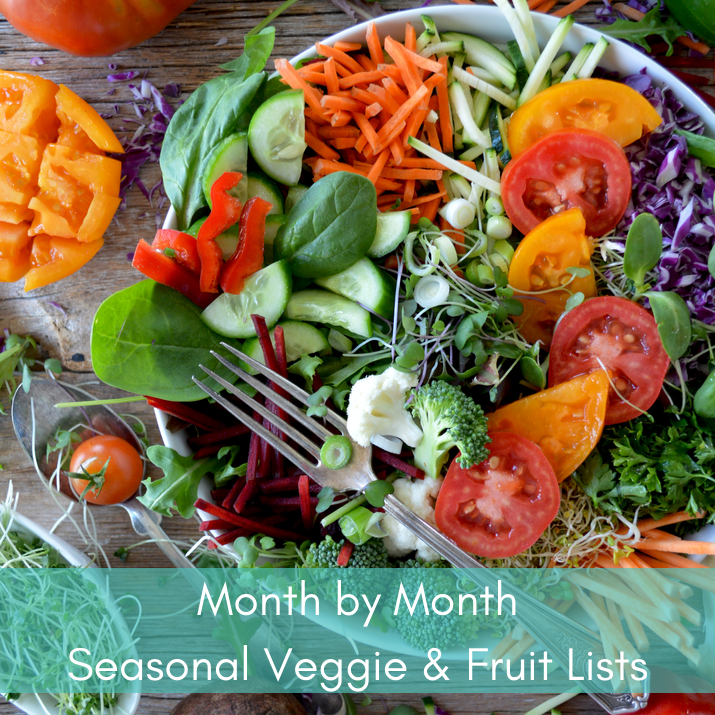 Month by Month Seasonal Veggie & Fruit Lists