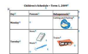 Children's Timetable