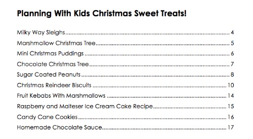 PWK Christmas Sweet Treats Table Of Contents