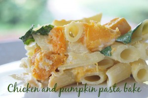Chicken and pasta pumpkin bake