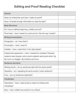 Editing and Proof Reading Checklist