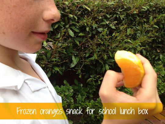 Frozen oranges snack for lunch box title