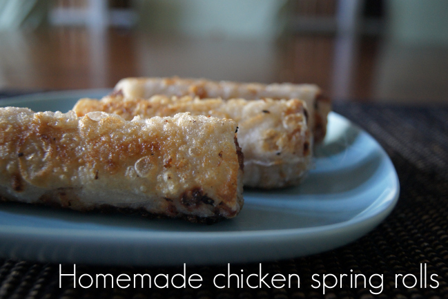 Homemade chicken spring rolls