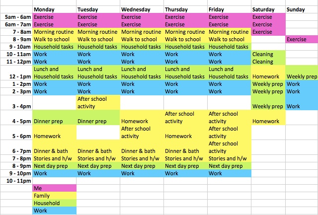 Weekly schedule 2014