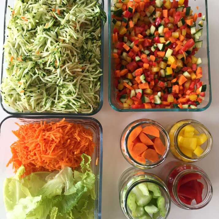 meal prepping veggies - combining veggies