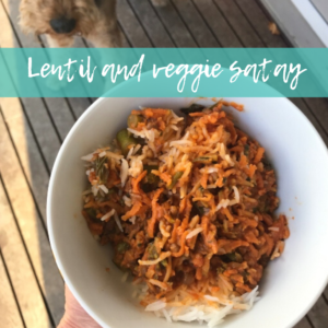 Lentil and veggie satay