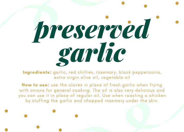 recipe card food in jars preserved garlic