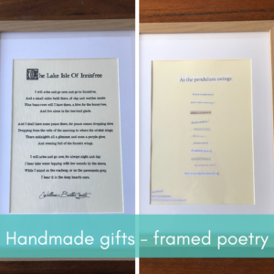 Handmade gifts - framed poetry