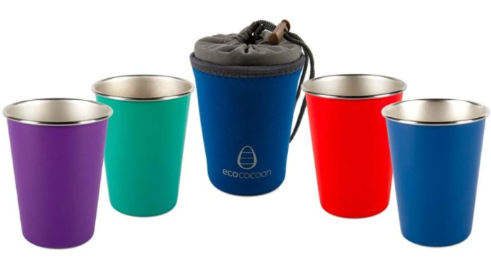 EcoCocoon Stainless Steel 4 Cup Set - Tropical Sunset