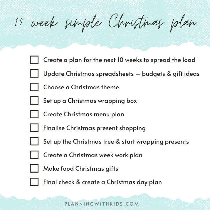 10 week simple Christmas plan to reduce the stress